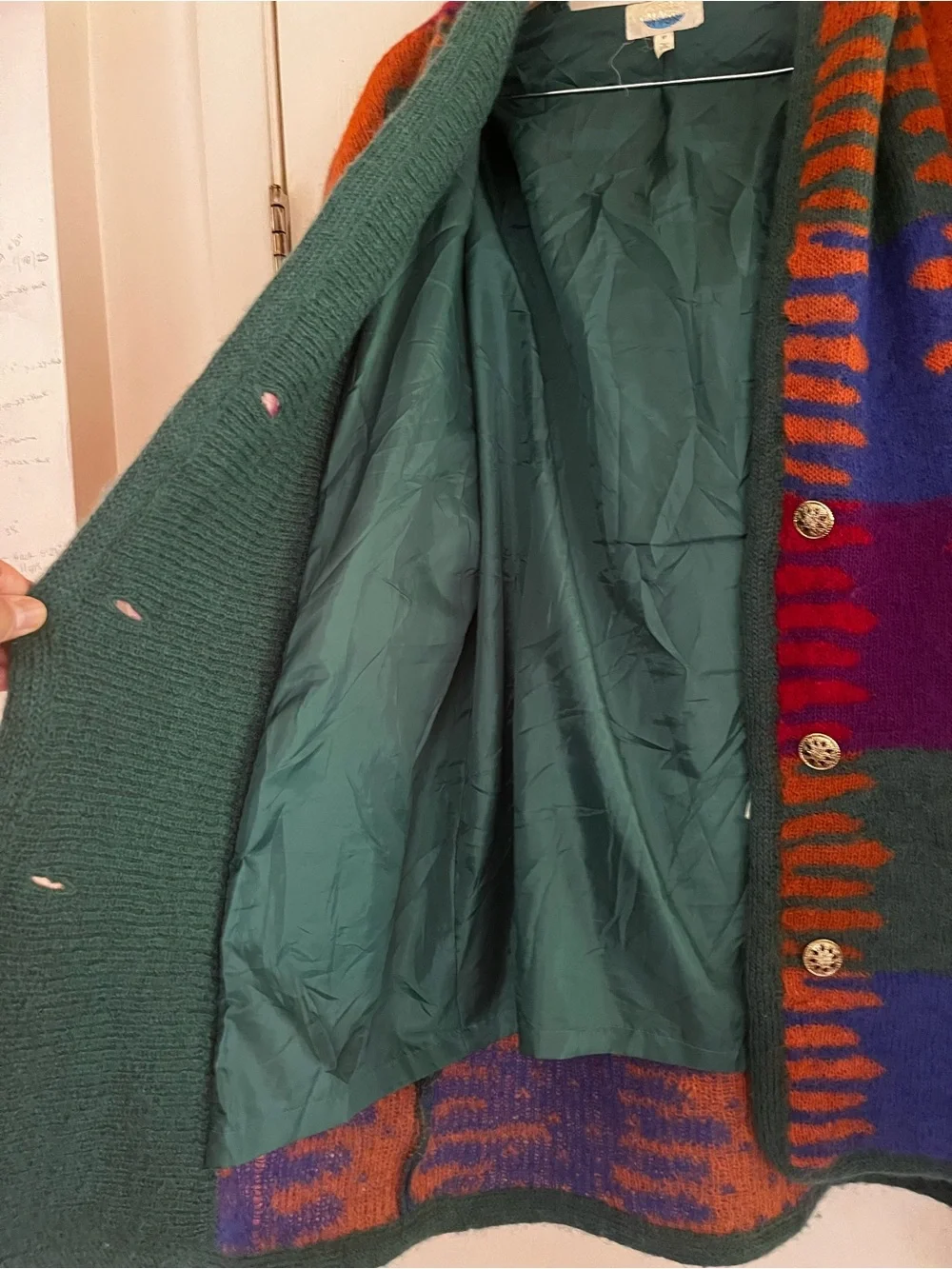 VTG 90s Southwest Boho Mohair Fuzzy Artsy Festival Wool Oversized Blanket Coat M